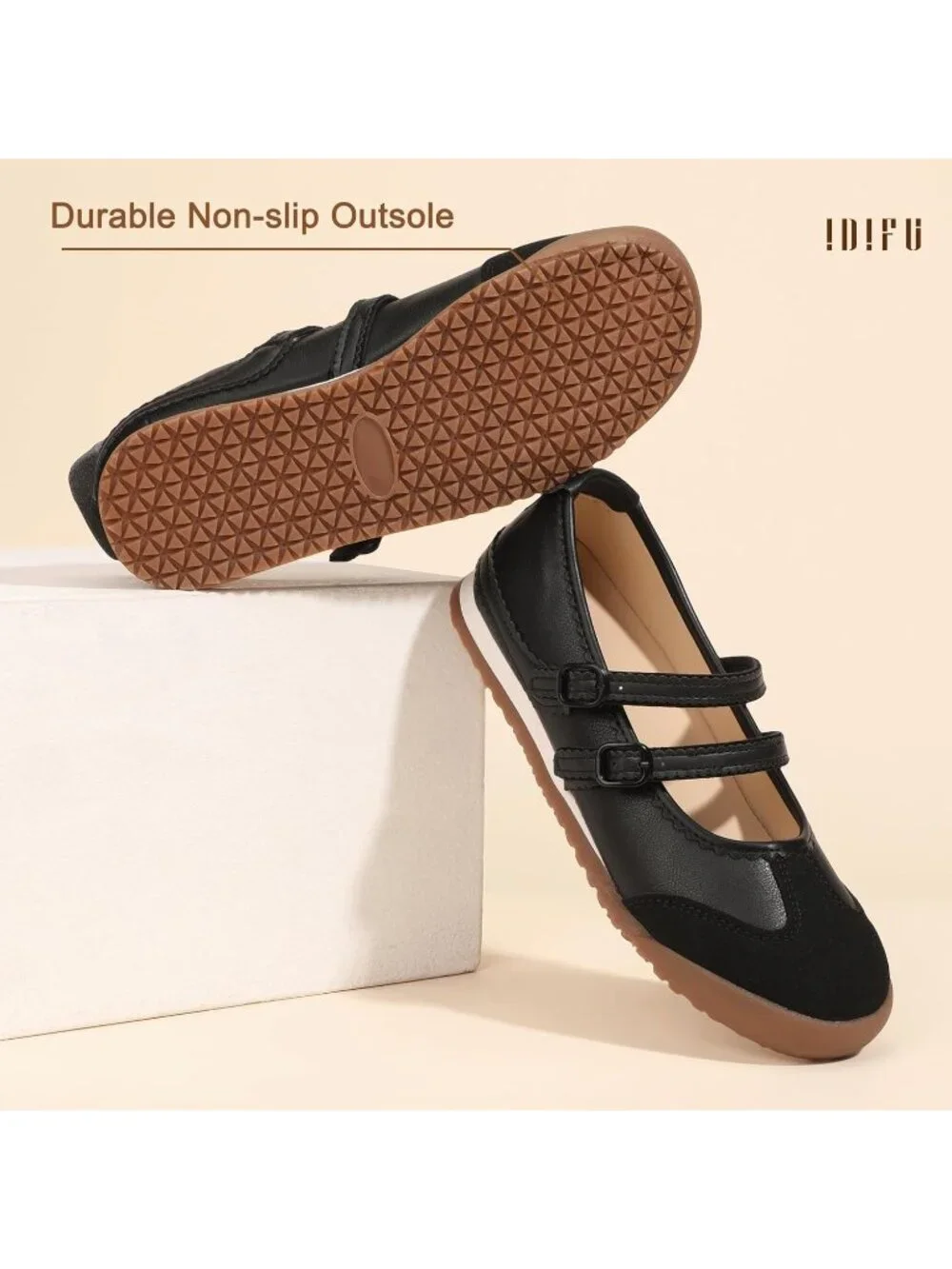 Women's Black Comfortable Ballet Trendy with Elastic Straps Fashion Sneakers